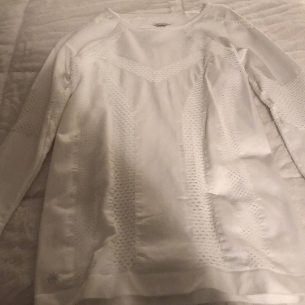Athleta crochet small white top